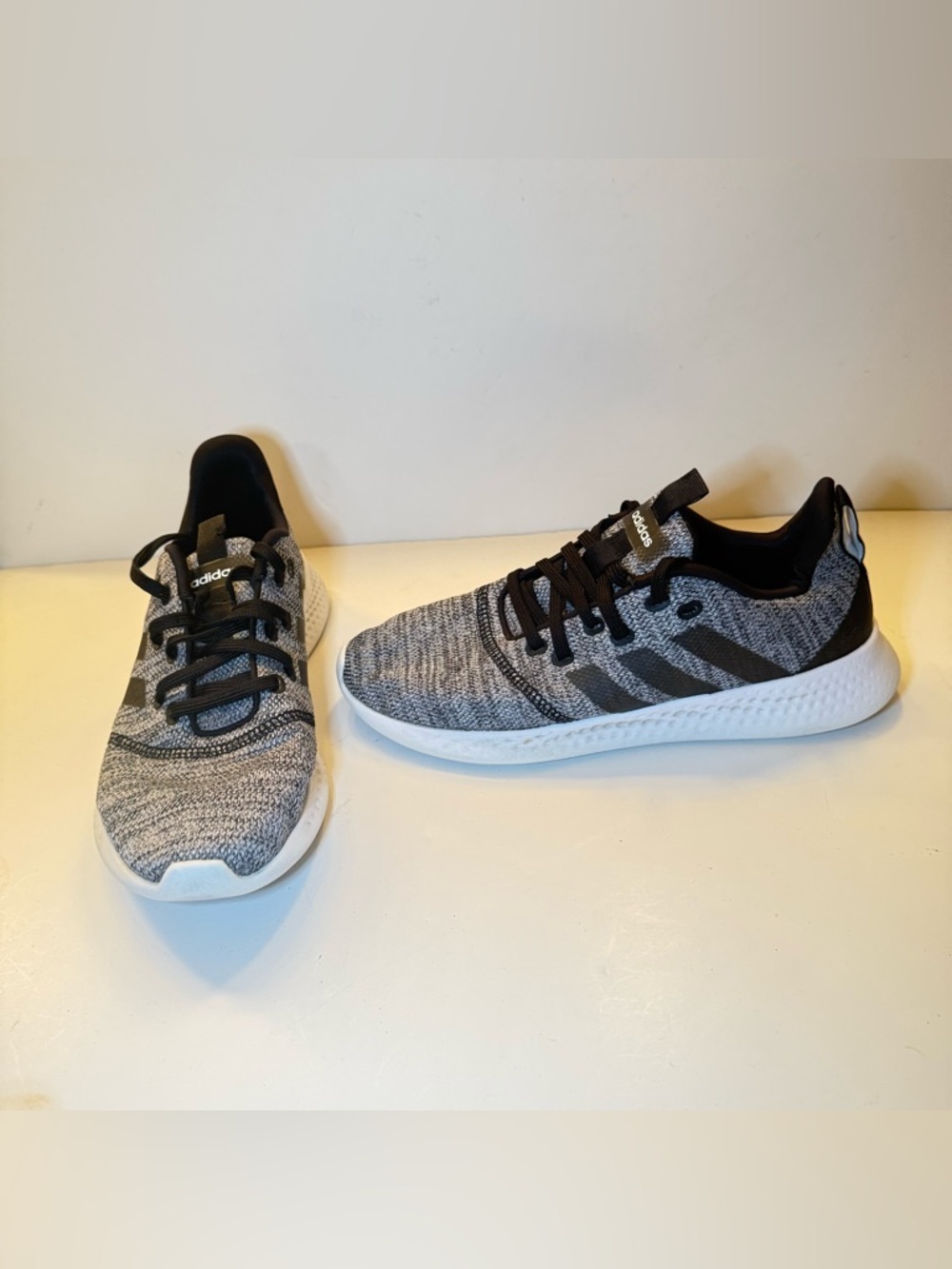 adidas Kids Gray and Black Knit Running Shoes